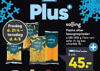 Bilka Salling pasta eller lasagneplader tilbud