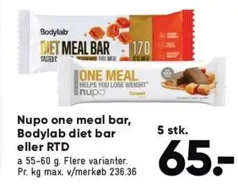 Bilka Nupo one meal bar eller bodylab diet bar eller rtd tilbud