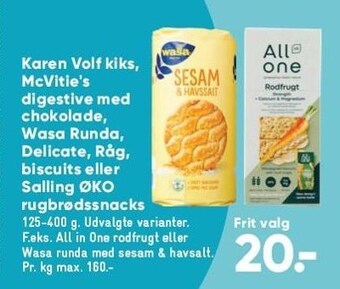 Bilka Kiks eller rugbrødssnacks tilbud
