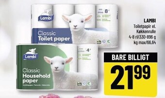 Løvbjerg Lambi toiletpapir el. køkkenrulle tilbud