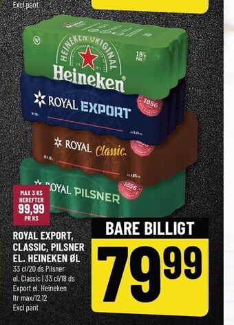 Løvbjerg Royal export, classic, pilsner el. heineken øl tilbud