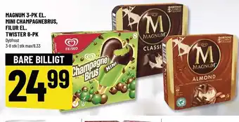 Løvbjerg Magnum 3-pk el. mini champagnebrus, filur el. twister 8-pk tilbud