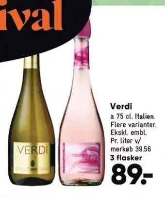 Bilka Verdi a 75 cl. tilbud