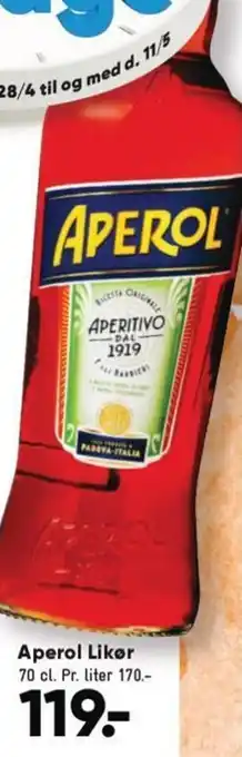 Aperol Likør 70 cl.