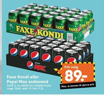 Bilka Faxe Kondi eller Pepsi Max sodavand tilbud