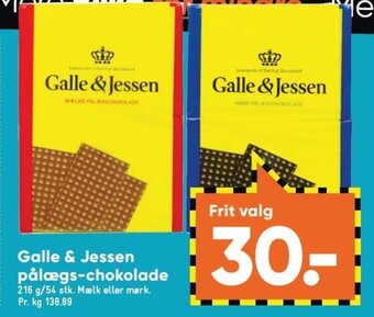 Bilka Galle & Jessen pålægs-chokolade tilbud