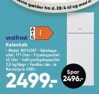 Bilka Vestfrost Køleskab tilbud