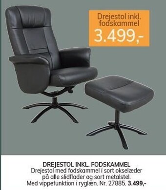 Daells Bolighus Drejestol inkl. fodskammel tilbud