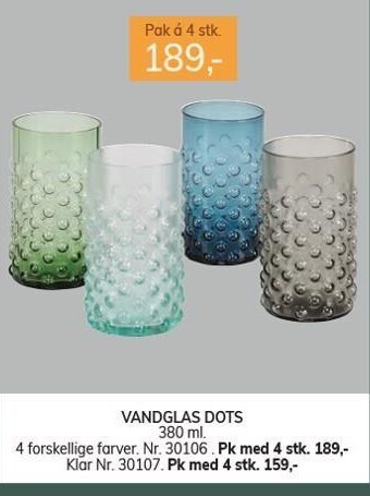 Daells Bolighus Vandglas dots tilbud