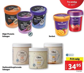 Lidl High protein isbæger, sorbet el. italienskinspirerede isbæger tilbud
