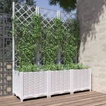 Plantekasse med espalier 120x40x136 cm pp hvid