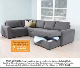 Daells Bolighus Stor sovesofa tilbud