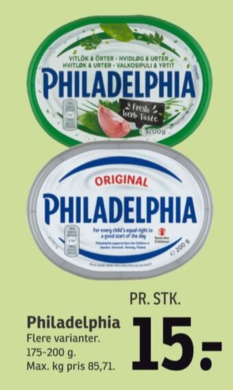 SPAR Philadelphia flødeost hvidløg & urter tilbud