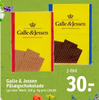 SPAR Galle & jessen pålægschokolade mælk tilbud