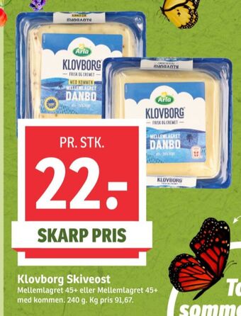 SPAR Klovborg skiveost danbo mellemlagret tilbud