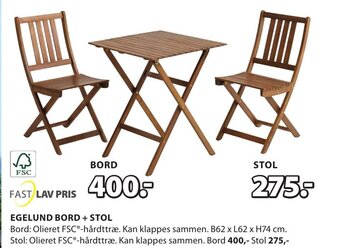 JYSK EGELUND BORD + STOL tilbud
