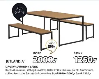 JYSK DAGSVAD BORD + BÆNK tilbud