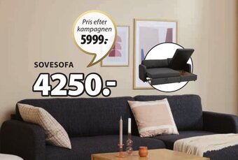 JYSK JETSMARK SOVESOFA MED CHAISELONG tilbud