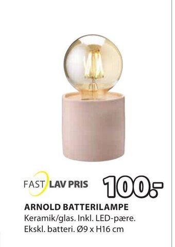 JYSK ARNOLD BATTERILAMPE tilbud