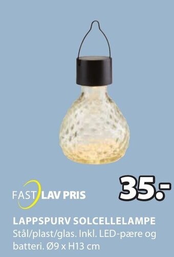 JYSK LAPPSPURV SOLCELLELAMPE tilbud
