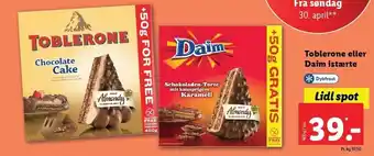 Lidl Toblerone el. daim istærte tilbud