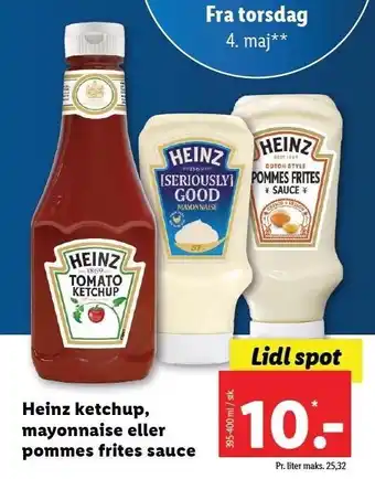 Lidl Heinz ketchup, mayonnaise el. pommes frites sauce tilbud