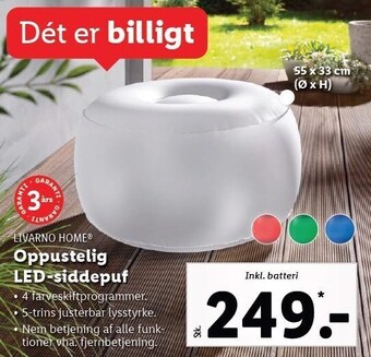 Lidl Oppustelig led-siddepuf tilbud