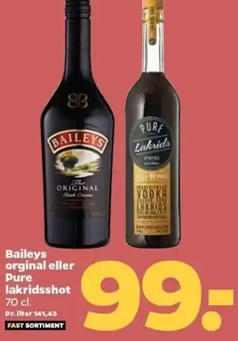 Netto Baileys original eller pure lakridsshot tilbud