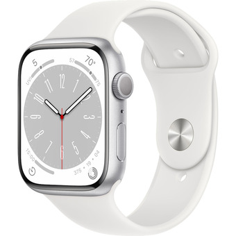 Apple watch series 8 45mm gps (silver alu./white sportsbånd)