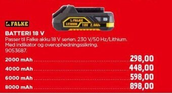 jem & fix FALKE BATTERI 18 V tilbud