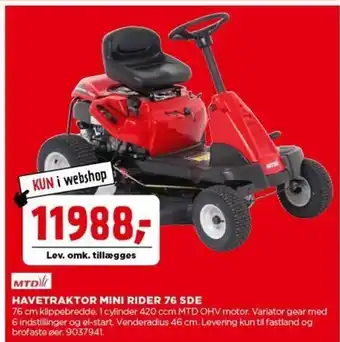 MTD HAVETRAKTOR MINI RIDER 76 SDE