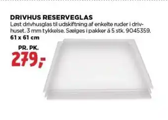 jem & fix DRIVHUS RESERVEGLAS 61 x 61 cm tilbud