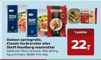 Dagli'Brugsen Daloon springrolls, Classic forårsruller eller Steff Houlberg maxiretter tilbud
