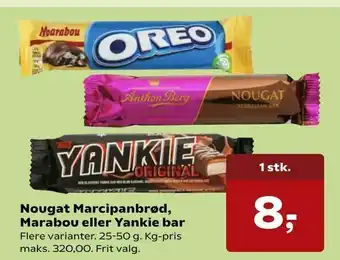Nougat Marcipanbrød, Marabou eller Yankie bar