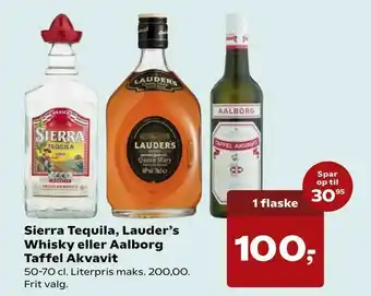 Dagli'Brugsen Sierra Tequila, Lauder's Whisky eller Aalborg Taffel Akvavit tilbud