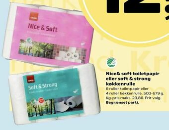 Dagli'Brugsen Nice& soft toiletpapir eller soft & strong køkkenrulle tilbud