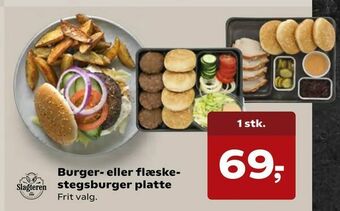 Kvickly Burger- eller flæskestegsburger platte tilbud