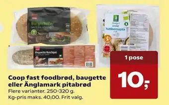 Kvickly Coop fast foodbrød, baugette eller Änglamark pitabrød tilbud