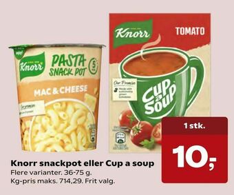 Kvickly Knorr snackpot eller Cup a soup tilbud