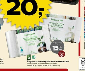 Kvickly Änglamark toiletpapir eller køkkenrulle tilbud