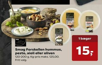Kvickly Smag Forskellen hummus, pesto, aioli eller oliven tilbud