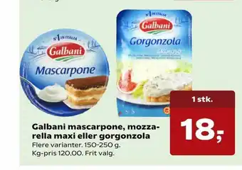Galbani mascarpone, mozzarella maxi eller gorgonzola