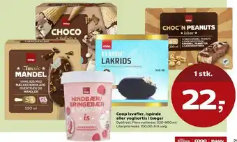 Kvickly Coop isvafler, ispinde eller yoghurtis i bæger tilbud