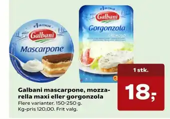 SuperBrugsen Galbani mascarpone, mozzarella maxi eller gorgonzola tilbud