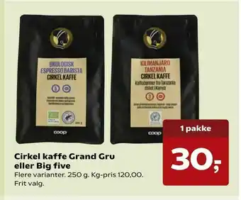 SuperBrugsen Cirkel kaffe Grand Gru eller Big five tilbud