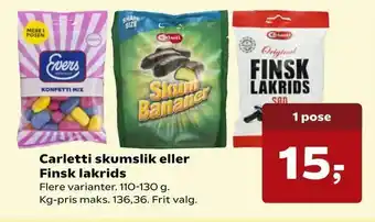 SuperBrugsen Carletti skumslik eller Finsk lakrids tilbud