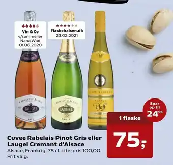 SuperBrugsen Cuvee Rabelais Pinot Gris eller Laugel Cremant d'Alsace tilbud