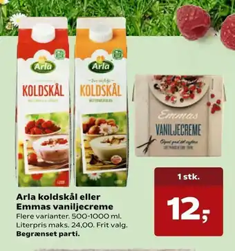 SuperBrugsen Arla koldskål eller Emmas vaniljecreme tilbud