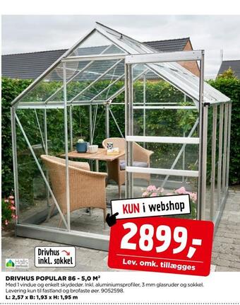 jem & fix Drivhus popular 86 - 5,0 m2 tilbud