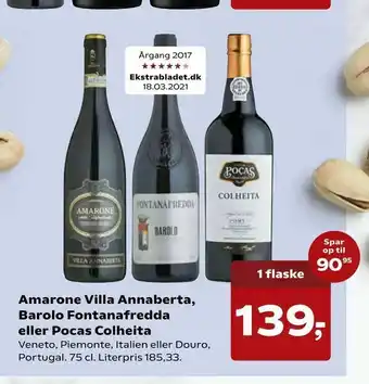 SuperBrugsen Amarone Villa Annaberta, Barolo Fontanafredda eller Pocas Colheita tilbud